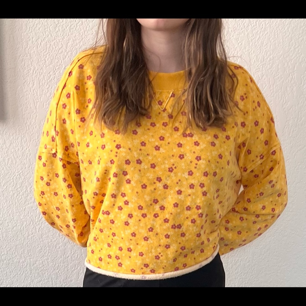 Comfortable yellow sweatshirt with red/white flowers from Colsie at Target!